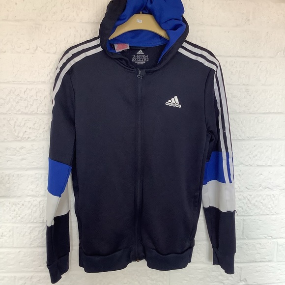 adidas Other - Adidas Kids Full Zip Hoodie - Age 13-14 Years - Black & Blue - P2P 19”